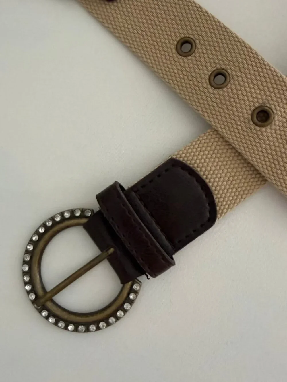 Canvas Cotton Western Boho Rhinestone Buckle Belt